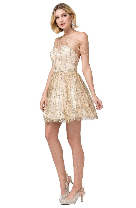 Hurry, Sale Ends Soon!Dancing Queen - 3174 Embellished Halter Neck A-line Dress