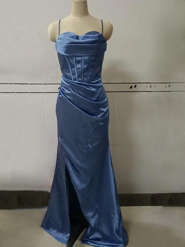 Your Favorite Sale is Back!Dusty Blue Spaghetti Straps Popular Elegant Modest Evening Long Prom Dresses PD1367