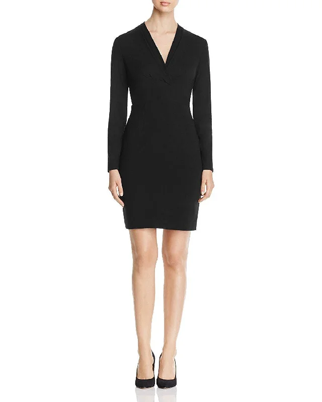 Shop Early, Save Big!Immediate Apparel - E20EU607 Long Sleeve Pleated V-neck Sheath Dress