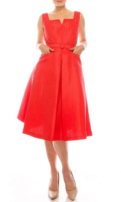 Time to Save Big!Gabby Skye - 57677MG Notched Square Neckline Jacquard Midi Dress