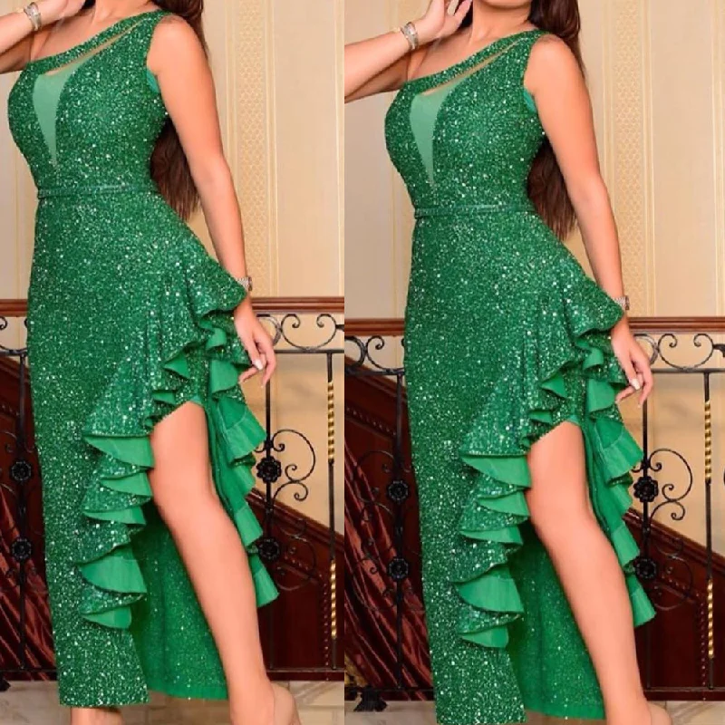 Shop the Hottest Deals!green prom dresses, side slit prom dresses, sparkly prom dresses, one shoulder prom dresses, a line prom dresses     cg24789