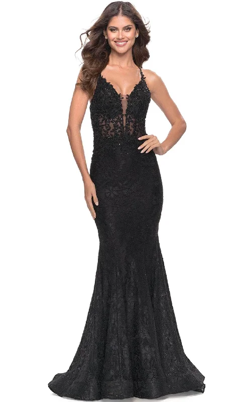 Crazy Discounts Inside!La Femme 31265 - Lace Applique Trumpet Long Prom Dress
