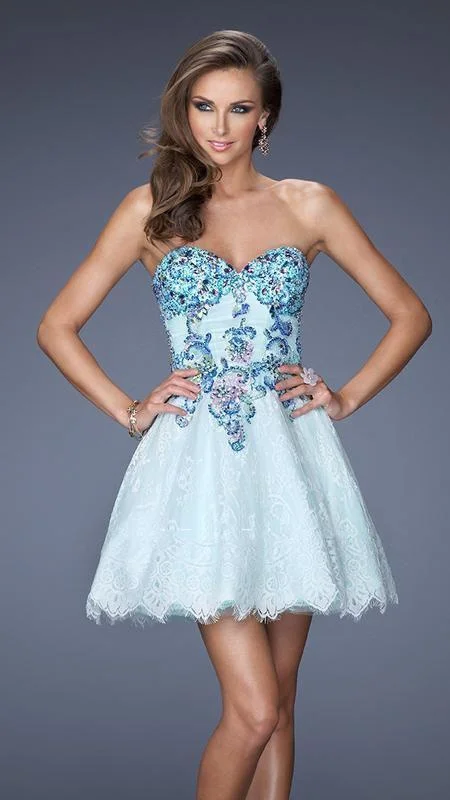 Best Deals Just for You!La Femme Gigi - 19973 Embellished Lace Strapless Babydoll Dress