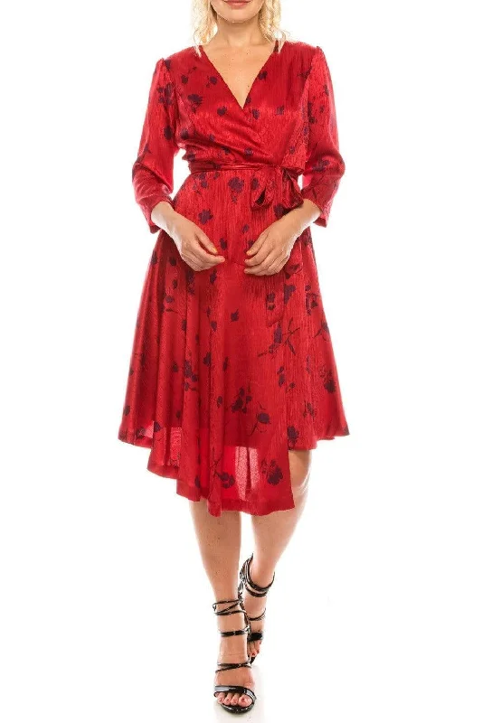 The Sale You’ve Been Waiting For!London Times - T4839M Three Quarter Sleeve Twill Faux Wrap Dress