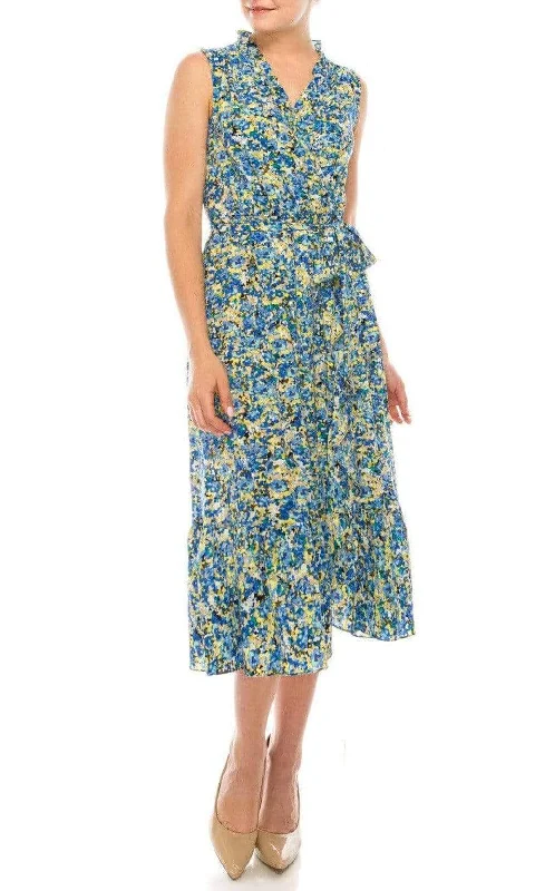 Get More, Spend Less – Shop Now!London Times - T5325M V Neck Floral A-Line Dress