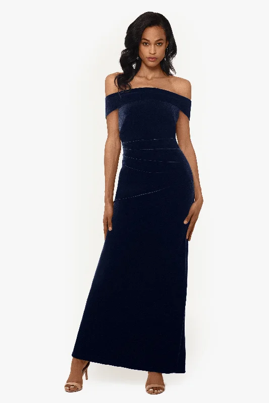 Find Your Perfect Deal Today!"Lori" Off The Shoulder Long Ruched Velvet Dress