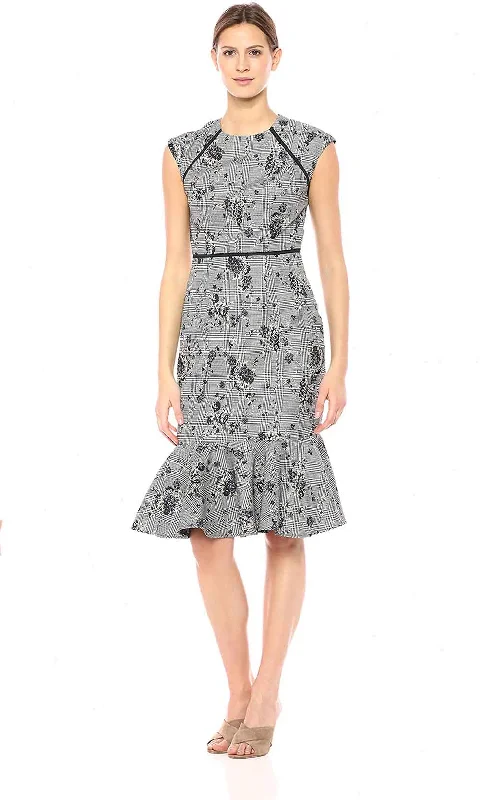 Your Discount is Waiting!Maggy London - G3816M Cap Sleeve Embroidery Trimmed Trumpet Dress