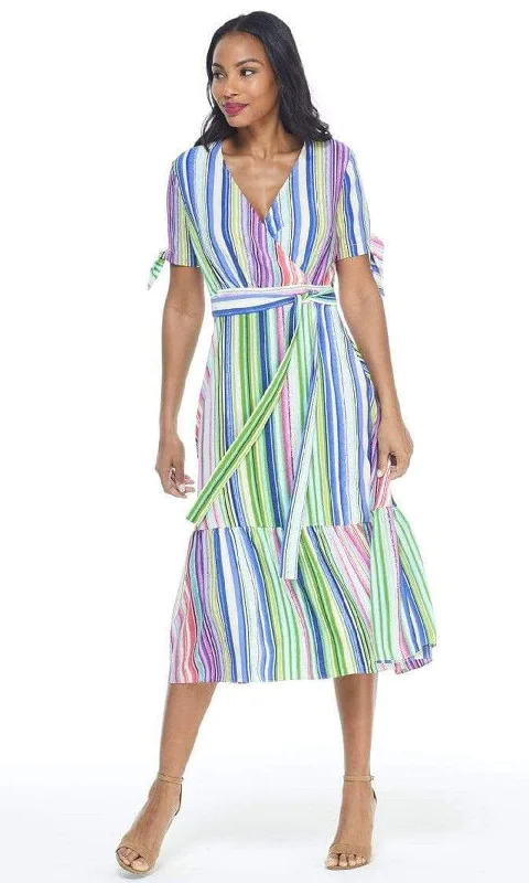 Find Your Perfect Deal Today!Maggy London - G4464M Stripe Print Tie Waist A-Line Dress