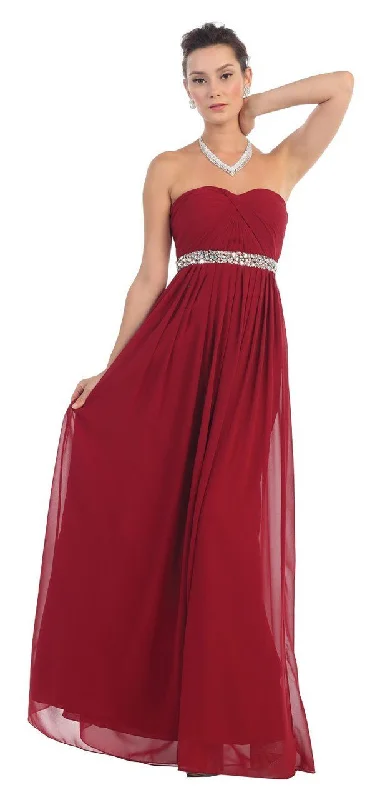 The Best Deals Won’t Wait!May Queen - Strapless Bejeweled A-Line Gown MQ-1169