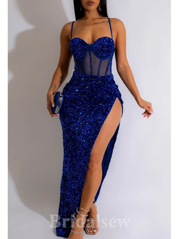Only a Few Left – Order Now!Mermaid Sequin Sparkly Royal Blue Popular Evening Formal Long Prom Dresses PD1396