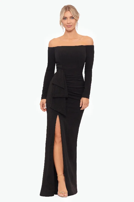 Unbeatable Prices!"Nellie" Off the Shoulder Long Sleeve Scuba Crepe Dress