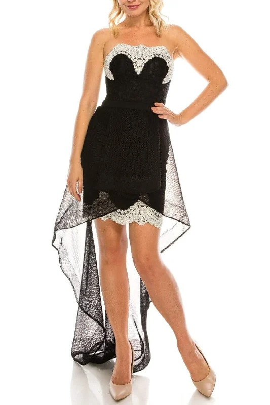 Only a Few Left – Order Now!Odrella - 4572 Embroidered Strapless High Low Dress