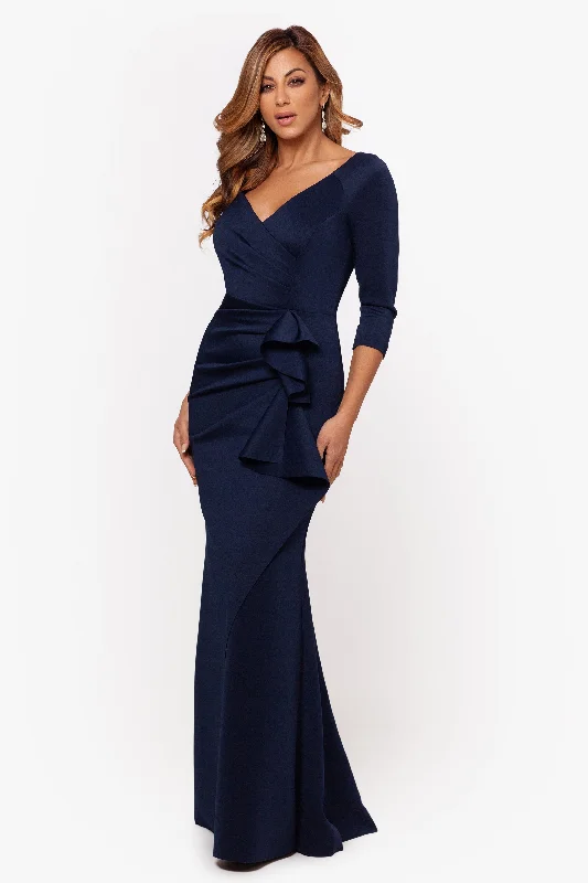 Massive Price Cuts!Petite "Lexi" Side-Slit Scuba V-Neck Party Dress