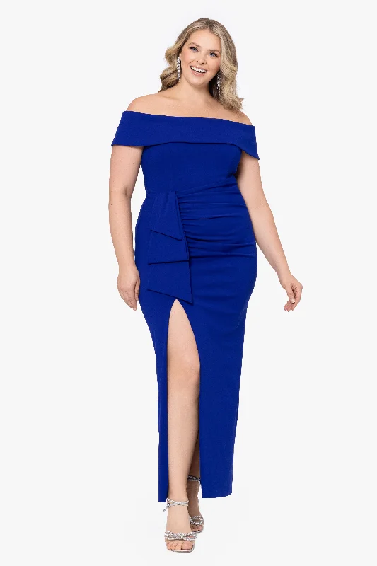 Your Wallet Will Thank You!Plus "Camila" Long Off the Shoulder Slit Gown
