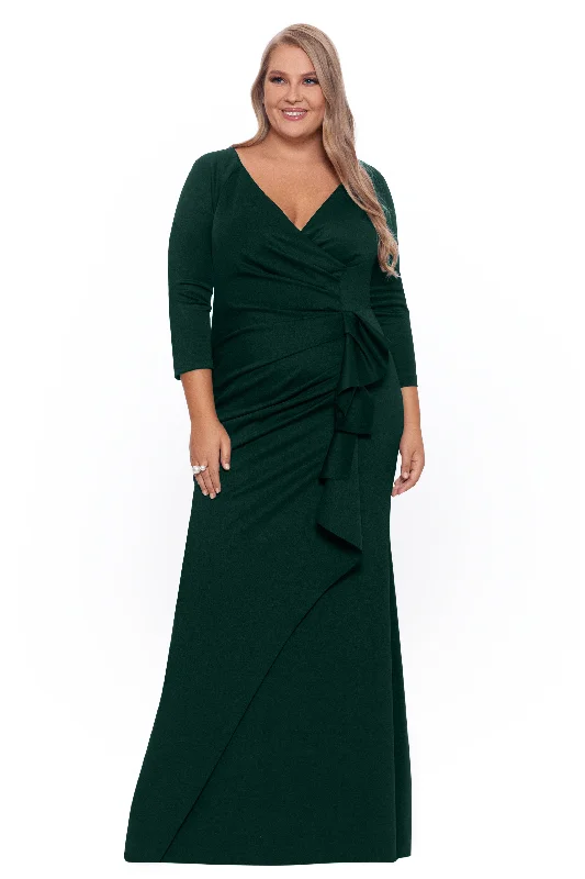 Price Drops You’ll Love!Plus "Lexi" Long Long Sleeve Scuba Ruched Side Dress