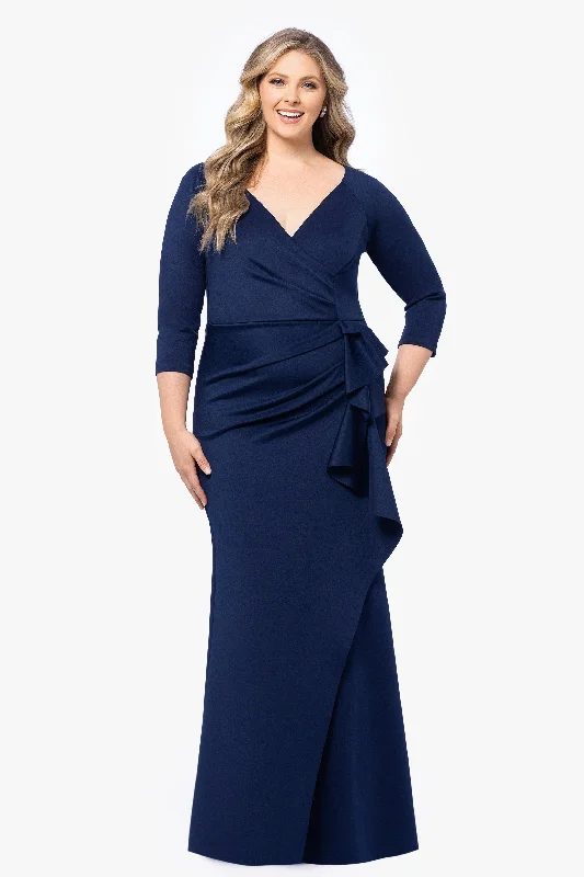Unbeatable Prices!Plus "Lexi" Long Long Sleeve Scuba Ruched Side Dress