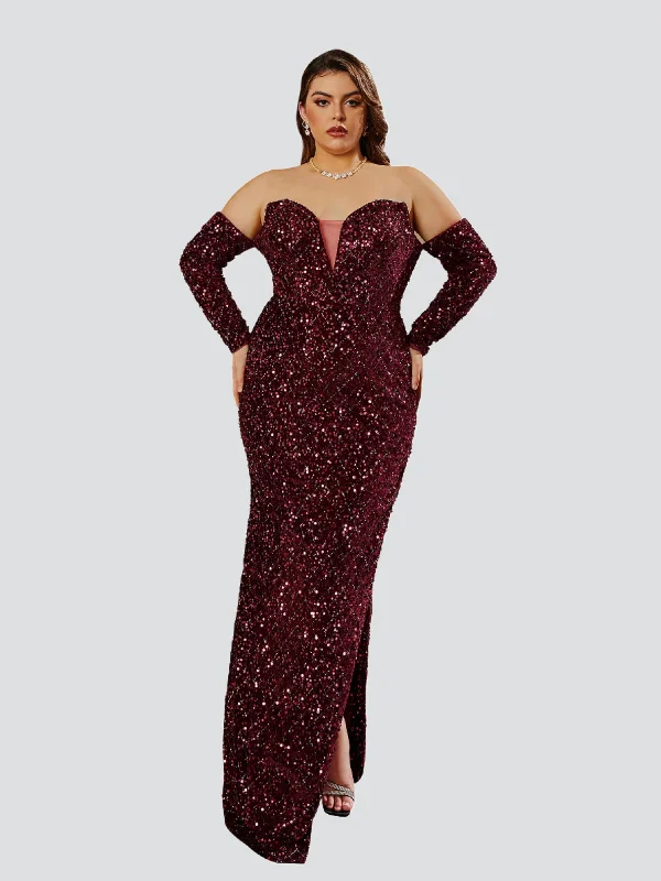 Today Only – Don’t Miss It!Plus Off Shoulder Split Prom Dress PRH30717