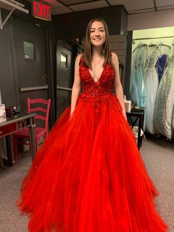 Get More for Less!red A-line long formal prom dress    cg24573