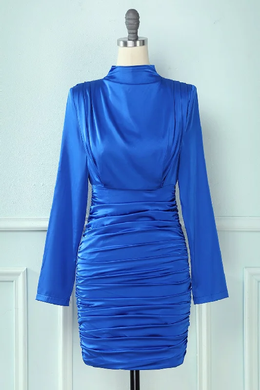 Find the Best Deals Here!Royal Blue High Neck Bodycon Cocktail Party Dress