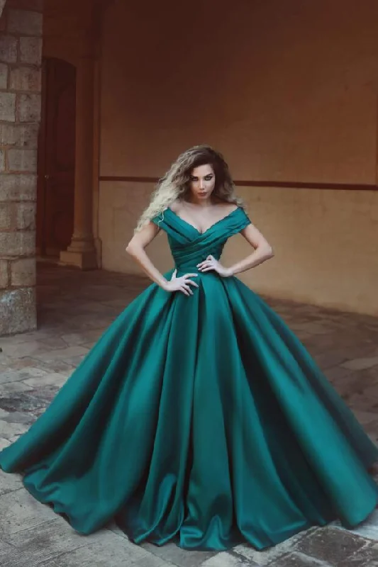 Only a Few Left – Order Now!Ruched Off-the-shoulder Satin Prom Dresses Online