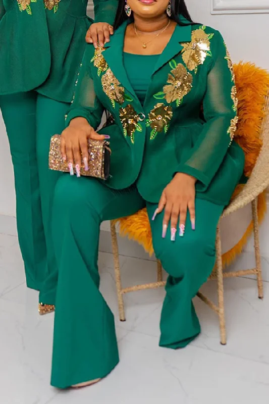 Mega Sale Happening Now!Sequined Elegant See-Through Pant Suit