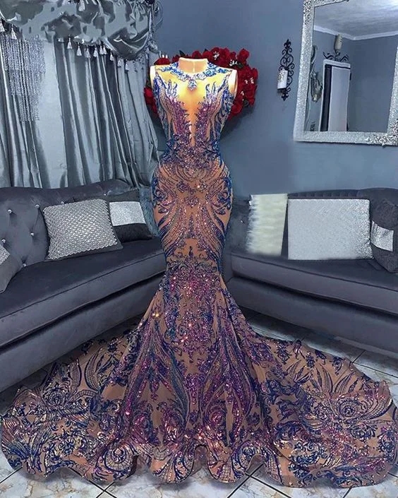 Unmissable Offers Await!Sexy Mermaid Style Sequin African Women Black Girls Gala Celebrity Prom Party Night Gowns        cg24450