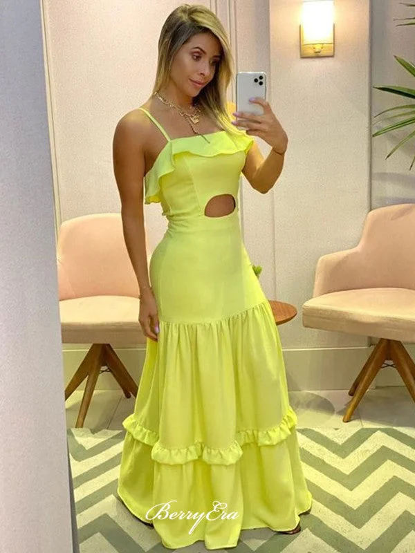 Massive Price Cuts!Spaghetti Straps Simple Prom Dresses, A-line Prom Dresses, Newest Long Prom Dresses