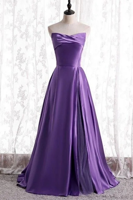 Crazy Discounts Inside!Strapless A-line Purple Long Prom Dress       cg24775