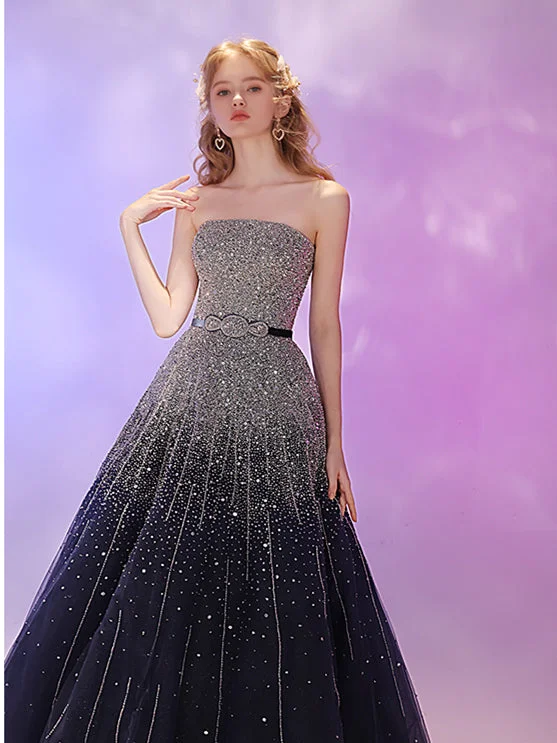 Price Drop Alert!Strapless Beaded Prom Dresses, A-line Prom Dresses, Stary Light Prom Dresses, 2021 Prom Dresses