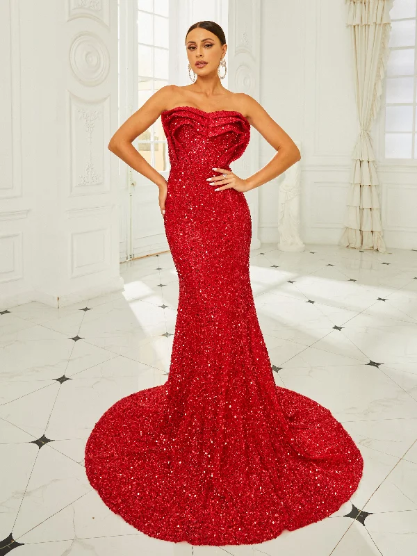Must-Have Deals Inside!Strapless Mermaid Sequin Evening Dress RM20721