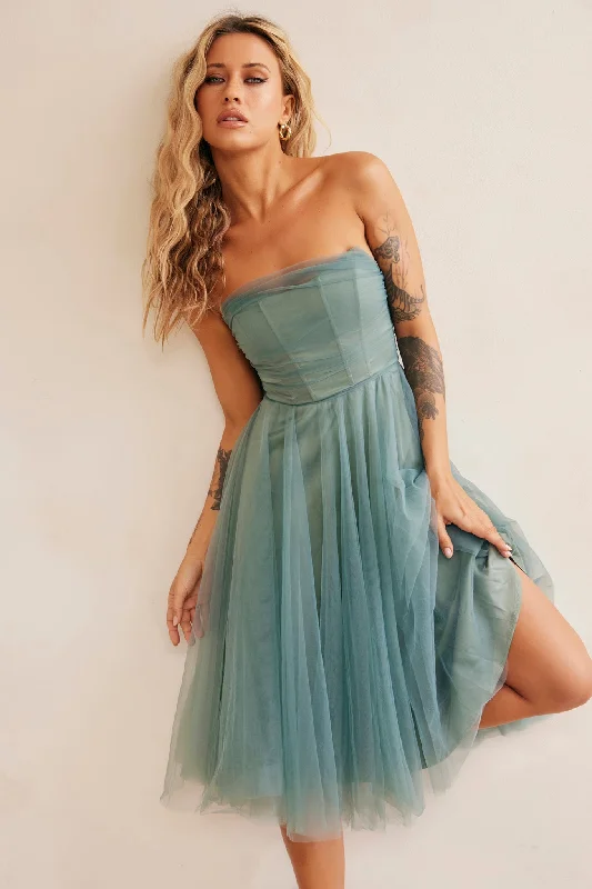 Limited Time Offer!Swingin' It Midi Dress - Sage