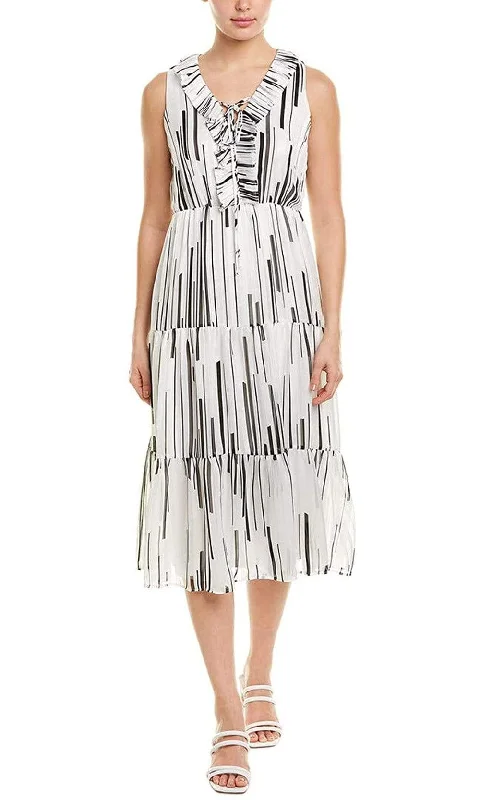 Save Up to 50% Off!Taylor - 1521M Sleeveless Lace Up Bodice Print Dress