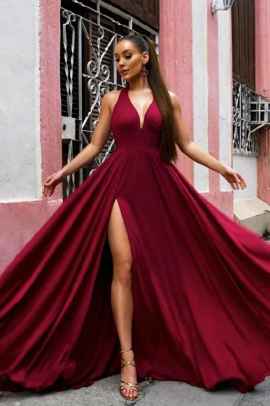 Shop the Hottest Deals!burgundy long prom dress, evening dress     cg24372