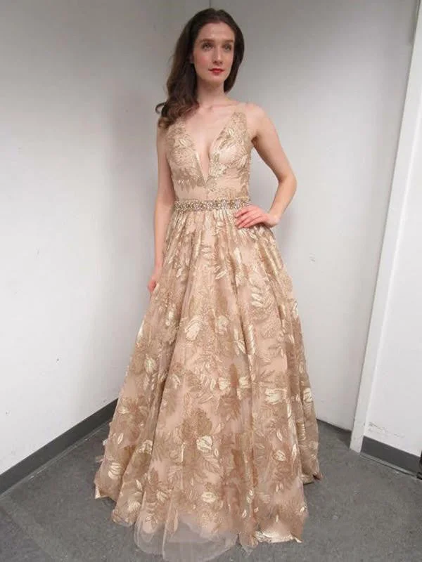 Save Money, Shop Happy!V-neck Beaded Newest Prom Dresses Long, Stylish Prom Dresses, 2020 Prom Dresses