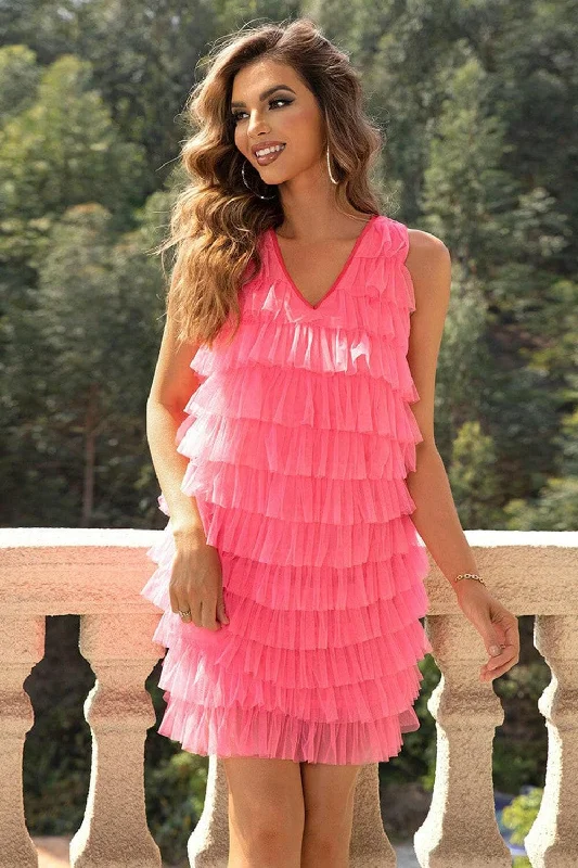 Don’t Wait – Shop Today!V-neck tiered mesh dress - chic