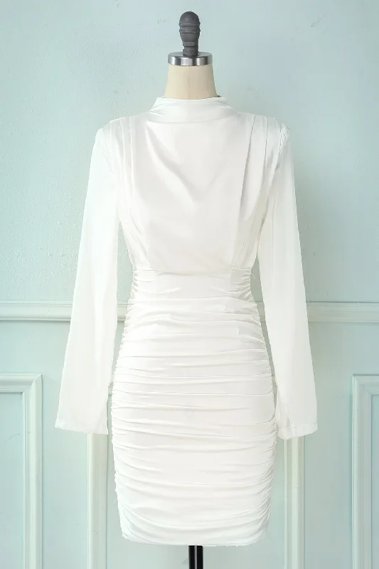 Snag the Best Prices Now!White High Neck Bodycon Cocktail Party Dress