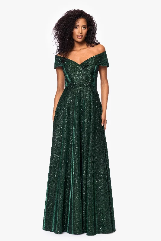 Limited Stock Available!"Willow" Off the Shoulder Glitter Knit Gown