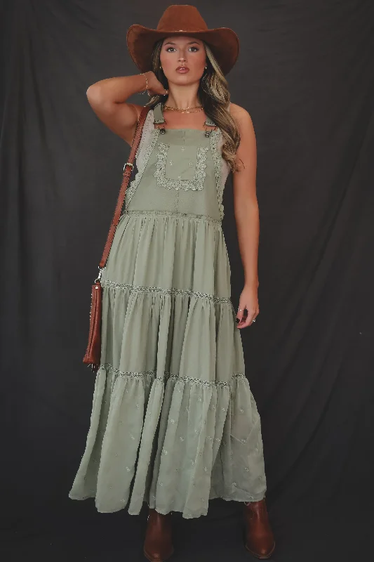 Limited Edition, Limited Price!Afernoon Out Embroidered Maxi Overall Dress