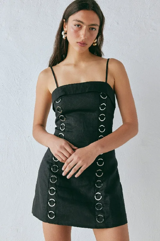 Exclusive Offers You’ll Love!Alessa Linen Mini Dress Black