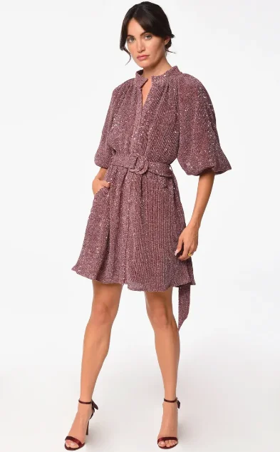 Your Shopping Wish, Our Discount Command!Aniston Sequin Belted Mini Shirt Dress