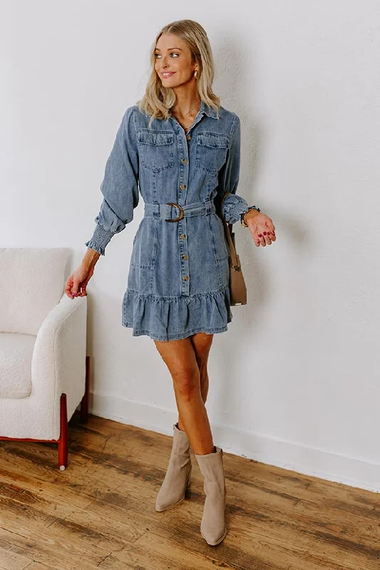 Lowest Prices Guaranteed!Cappuccino Please Denim Mini Dress