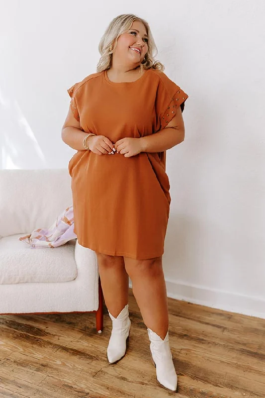 Limited Time Offer!Casual Couture Mini Dress in Rust Curves