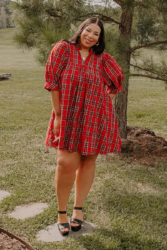 Great Deals, Just for You!Cheerful Energy Plaid Mini Dress Curves