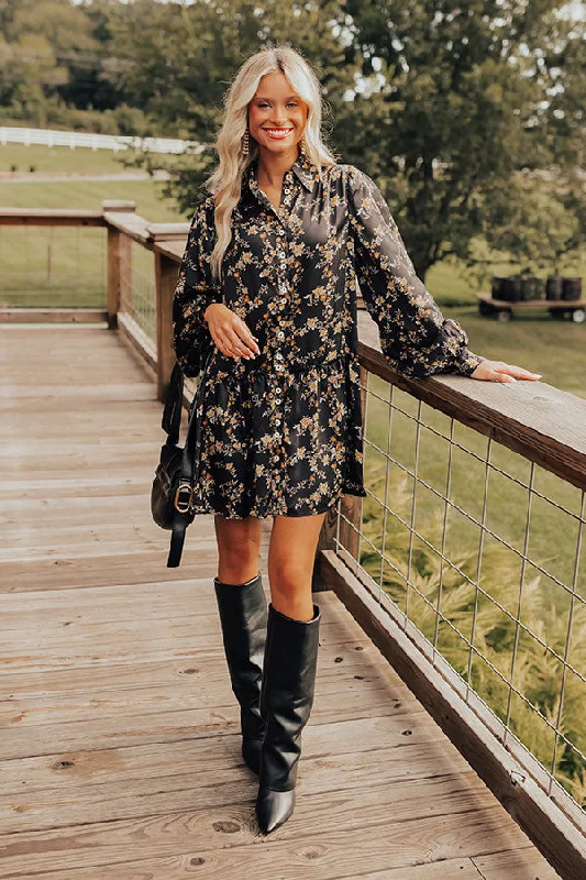 Hurry, Sale Ends Soon!Chrysanthemum Whisper Button Down Mini Dress