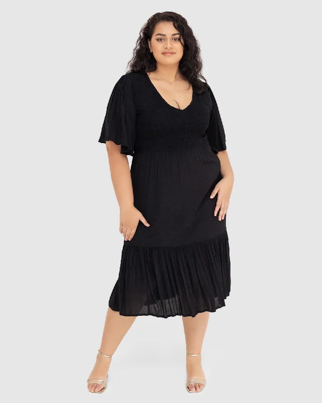 The Best Sale of the Year!Cleo Short Sleeve Midi Dress in Black