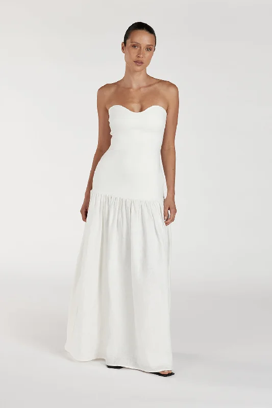 Sale Alert – Get Ready to Shop!ELLISON WHITE STRAPLESS MIDI DRESS