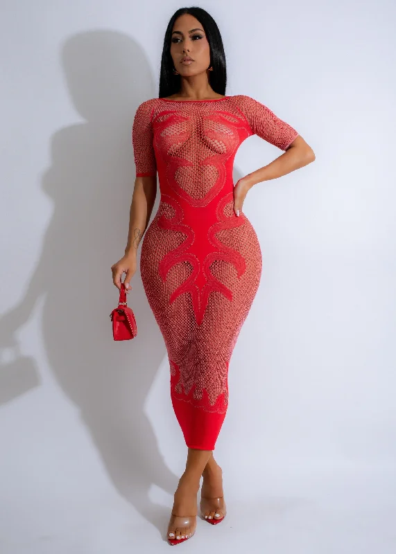 More Discounts, More Joy!Ember Lace Midi Dress Red
