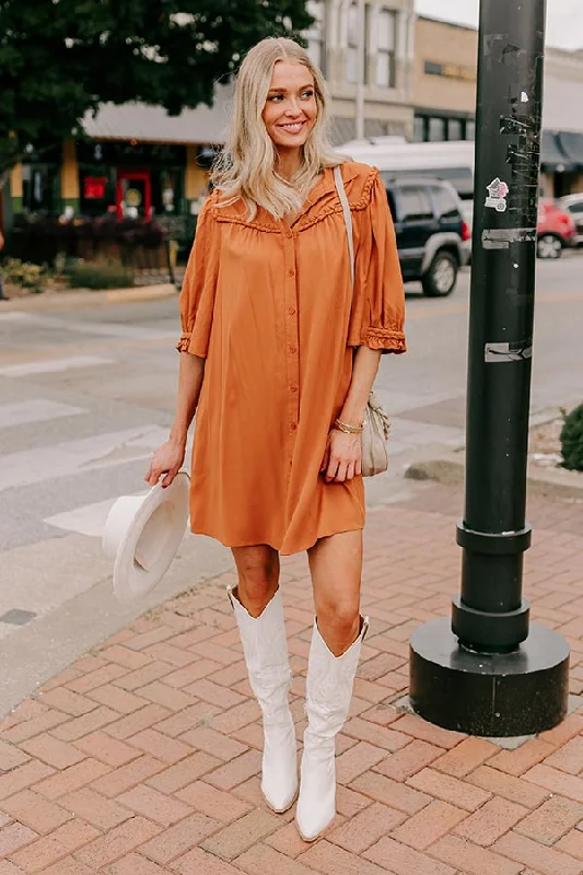 Mega Sale Happening Now!Falling Leaves Button Down Mini Dress in Pumpkin