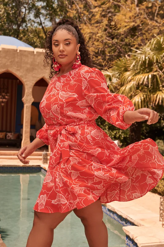 Biggest Sale of the Season!Ginger Floral Balloon Sleeve Derby Dress Curve