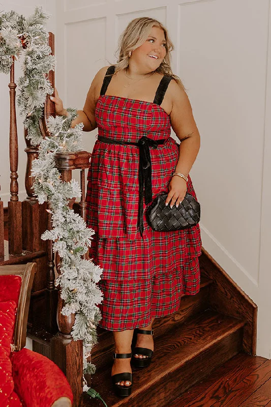 Incredible Savings Inside!Holiday Harmony Plaid Tiered Midi Curves